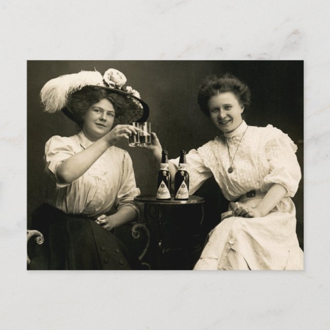 Cartão Postal Namoradas 1905 do bebendo da cerveja (Frente)