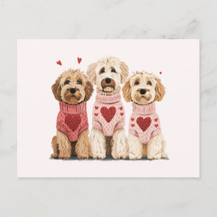 Cartão Postal Namorados Cães de Goldendoodle
