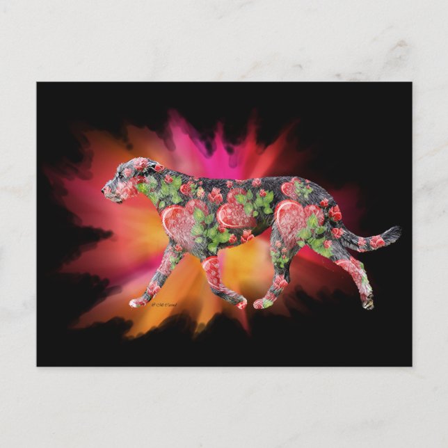 Cartão Postal Namorados de cor do Wolfhound irlandês (Frente)