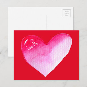 Cartão Postal Namorados de pop-art, cor-de-rosa e vermelho, de a