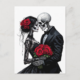 Cartão Postal Namorados de Romance Gótico Arte de Casamento Cart