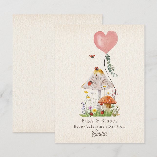 Cartão Postal Namorados de sala de aula Lady Bugs & Kisses (Frente/Verso)