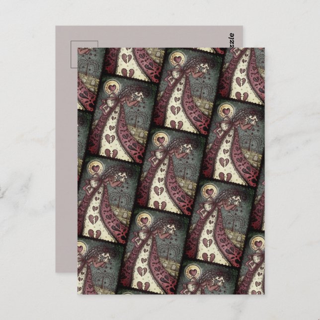 Cartão Postal Namorados DE SEMANA COM CORAÇÃO QUEBRADA, GÓTICO D (Frente/Verso)