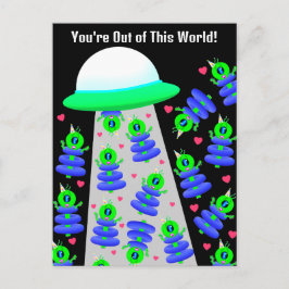 Cartão Postal Namorados escolar com aliens por Jo Images