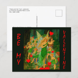 Cartão Postal Namorados Fairyland Rainha Titania Corações Verm
