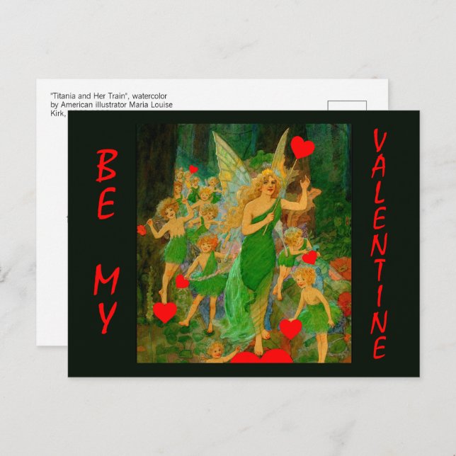 Cartão Postal Namorados Fairyland Rainha Titania Corações Vermel (Frente/Verso)