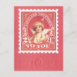 Cartão Postal Namorados Saudações Carimbo Vermelho 
