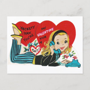 Cartão Postal namorados Teenager de 1960 no Phone Vintage