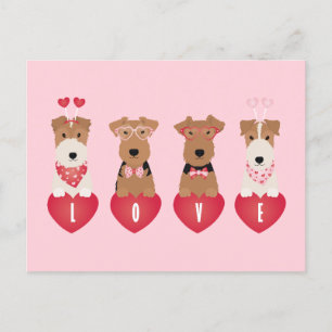Cartão Postal Namorados Welsh Wire Fox Terrier Dogs