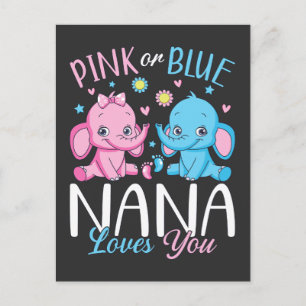 Cartão Postal Nana Ama Você Elefante Bebê Rosa ou Azul