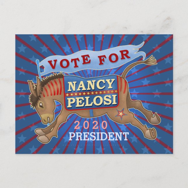 Cartão Postal Nancy Pelosi para o Presidente 2020 Democrata Donk (Frente)