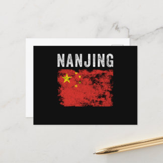 Cartão Postal Nanjing China Flag Souvenir Chinês