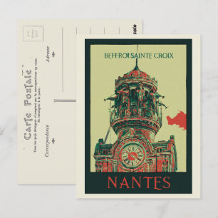 Cartão Postal Nantes belfry de Sainte Croix France