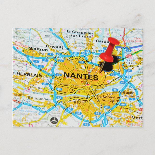 Cartão Postal Nantes, França (Frente)