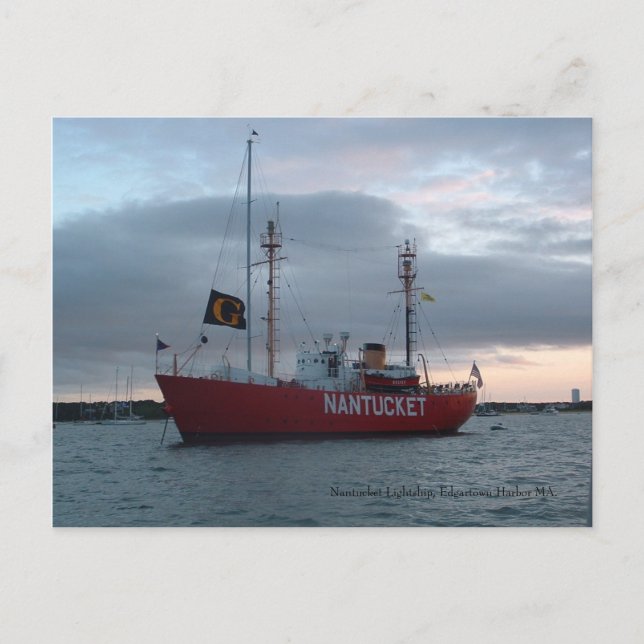 Cartão Postal Nantucket Lightship, Cartão-postal Edgartown Harbo (Frente)