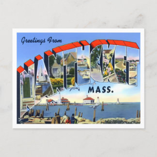 Cartão Postal Nantucket, Massachusetts Vintage Big Letters