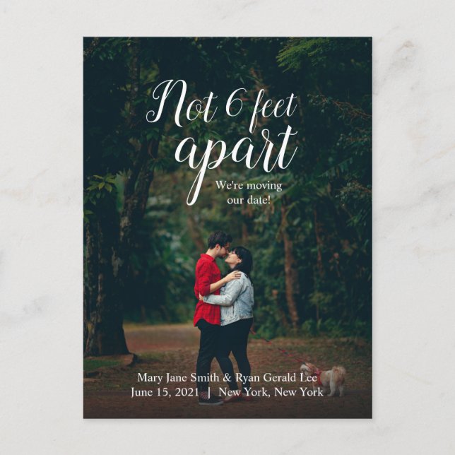 Cartão Postal Não 6 pés | Nova Data de Casamento | Caligrafia (Frente)