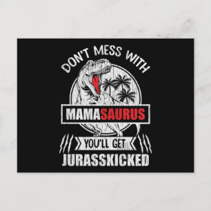 Cartão Postal Não Brinque Com a Mamãe Saurus Família de Dinossau