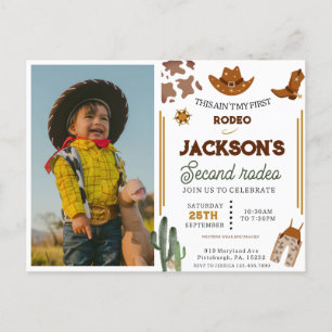 Cartão Postal Não é Meu Primeiro Rodeio Cowboy foto 2º Aniversár