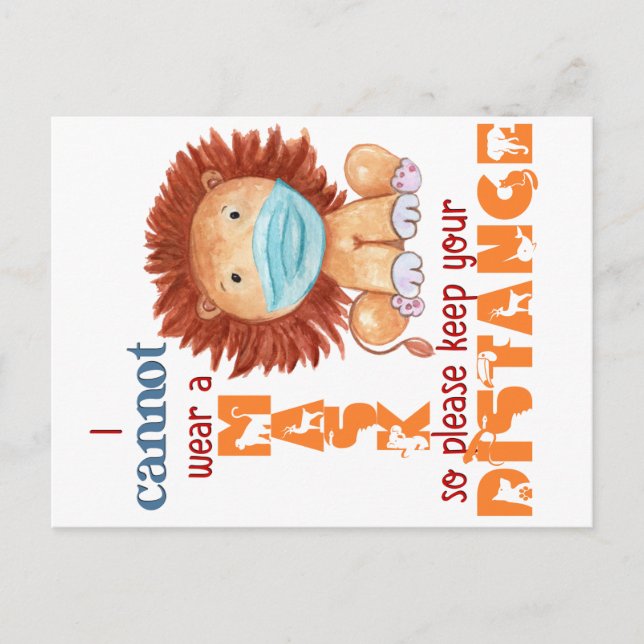 Cartão Postal Não é possível Vestir uma máscara - Leão (Frente)