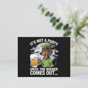 Cartão Postal Não é uma festa até que Dachshund Irish Beer Wiene