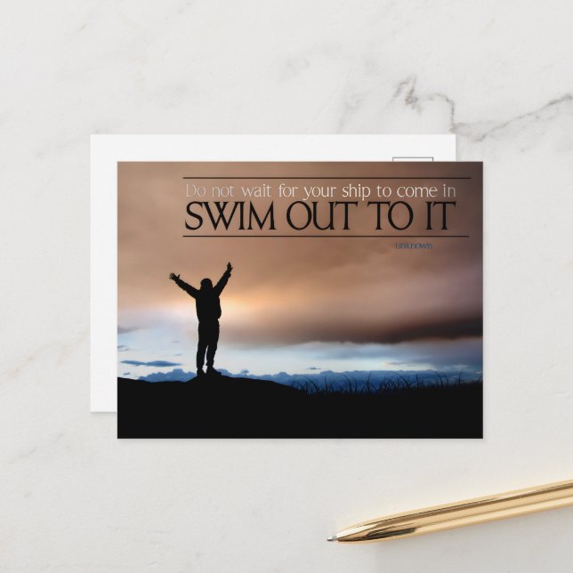 Cartão Postal "Não espere pela sua nave" Cotação Inspiracional (Frente/Verso In Situ)