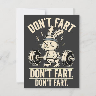 Cartão Postal 🏋️ ♂️ Não Fart Bunny - Engraçado Humor de Gym