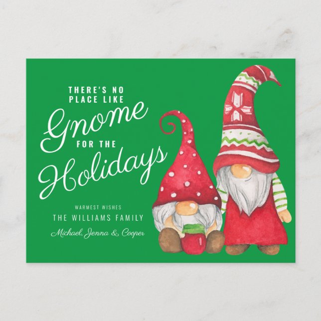 Cartão Postal Não há lugar como Gnome para os feriados (Frente)
