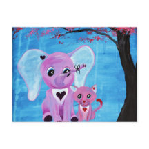 Não Me Esqueças Arte de Elefante Rosa com Flor de 