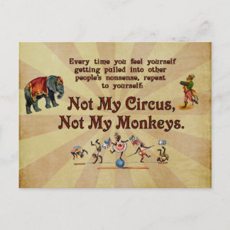 Cartão Postal Não Meus Macacos, Não Meu Circo