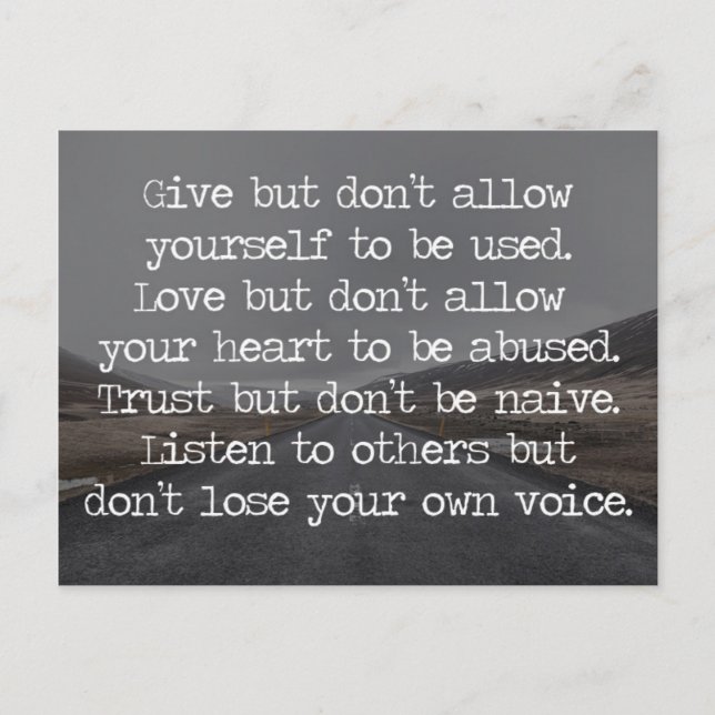 Cartão Postal Não permita que você seja usado por citação (Frente)