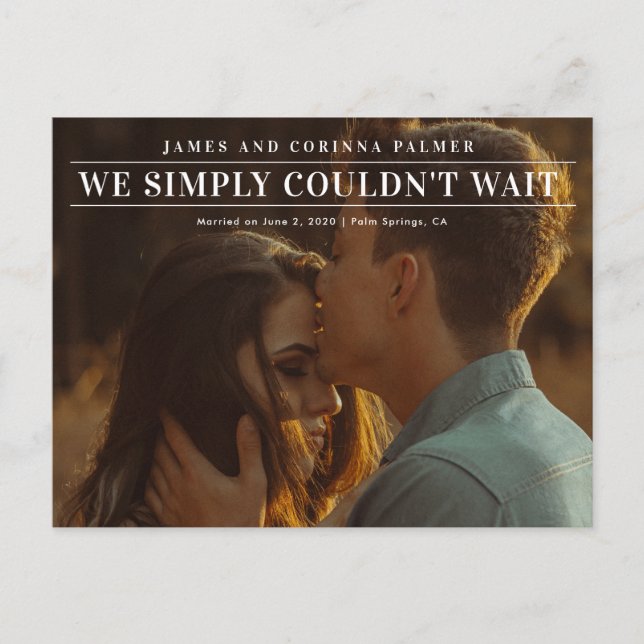 Cartão Postal Não podíamos esperar o anúncio do casamento (Frente)