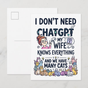 Cartão Postal Não Preciso do ChatGPT, Minha Esposa Sabe Tudo