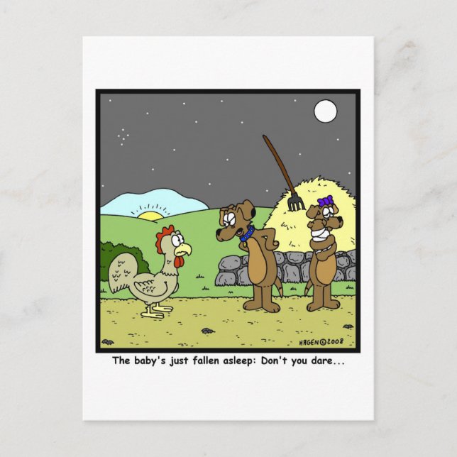 Cartão Postal Não se atreva. Rooster Cartoon (Frente)