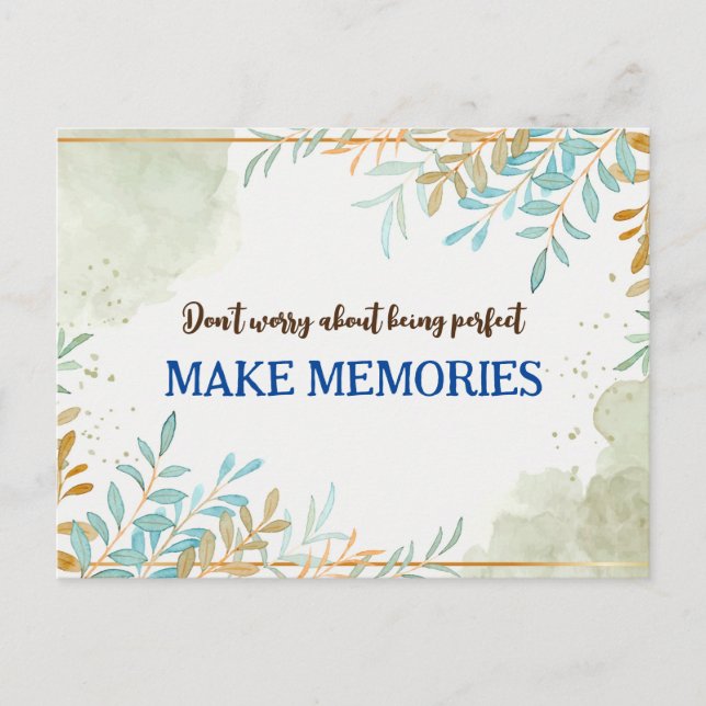 Cartão Postal Não se preocupe em ser perfeito citação (Frente)