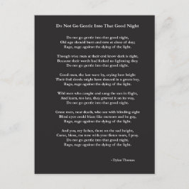 Cartão Postal Não seja gentil com Dylan Thomas