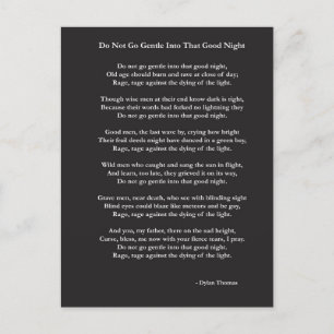 Cartão Postal Não seja gentil com Dylan Thomas