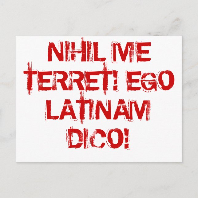 Cartão Postal Não temo nada! Eu falo latim! (Frente)