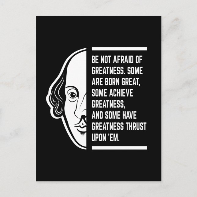 Cartão Postal Não Tenha Medo Da Grande Citação De Shakespeare (Frente)