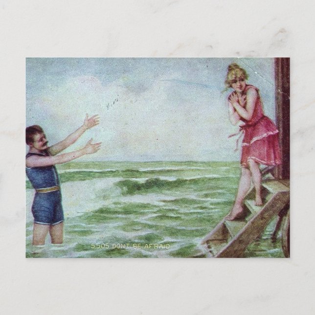 Cartão Postal Não tenha medo dos naipes de banho de 1910 (Frente)
