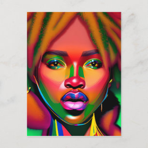 Cartão Postal Não toques no meu cabelo preto Melanina afro Rainh