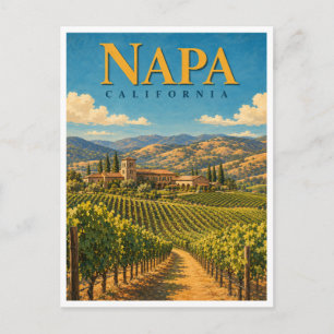 Cartão Postal Napa California Fileiras de Vinha GeoSaga
