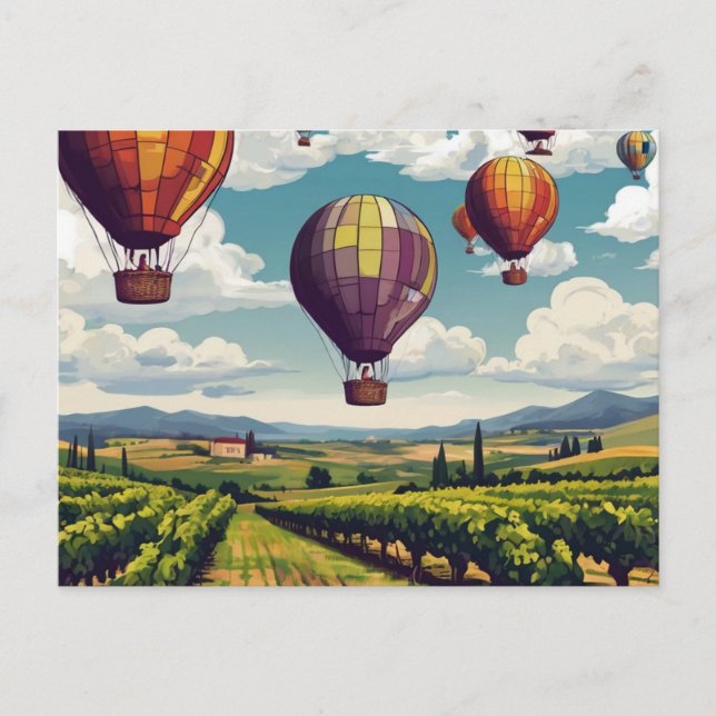 Cartão Postal Napa Hot Air Balloon Art Viagem (Frente)