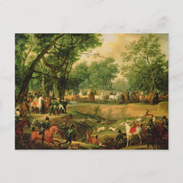 Cartão Postal Napoleão sobre caça na Floresta Compiegne, 1811 (Frente)