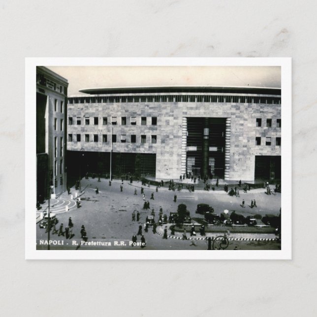 Cartão Postal Nápoles, Itália, Estação de Comboio c1940s (Frente)