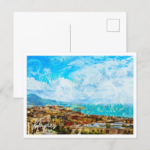 Cartão Postal Nápoles Itália Linda Paisagem de Pintura Petrolífe