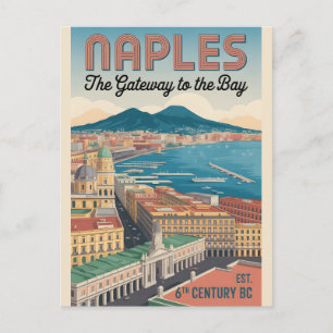 Cartão Postal Nápoles Itália Retrô Silhueta Urbana Viagem