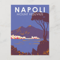 Nápoles Monte Vesúvio Viagem Art Vintage