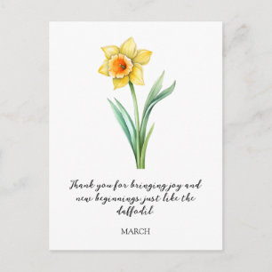 Cartão Postal NARCISO FLOR DE NASCIMENTO DE MARÇO EM Aquarela
