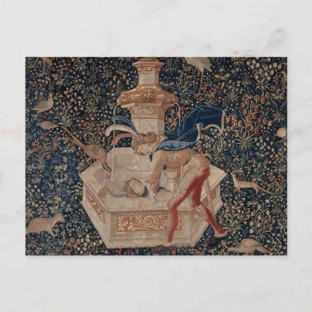 Cartão Postal Narcissus at the Well, Medieval Tapestry (Frente)